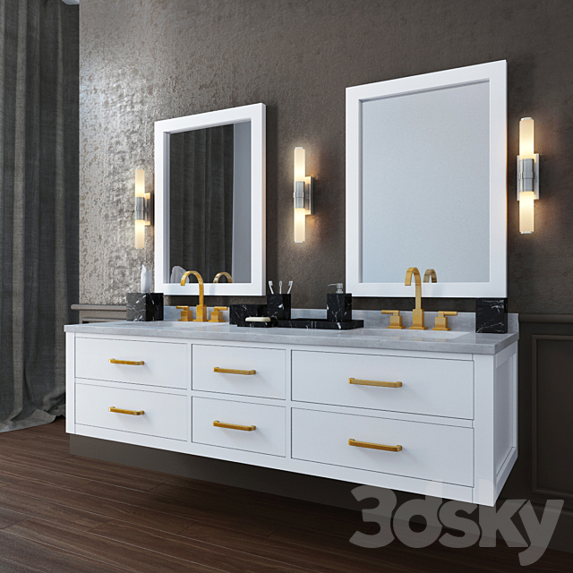 Wall-mounted washbasin HUTTON Restoration Hardware 3ds Max - thumbnail 3