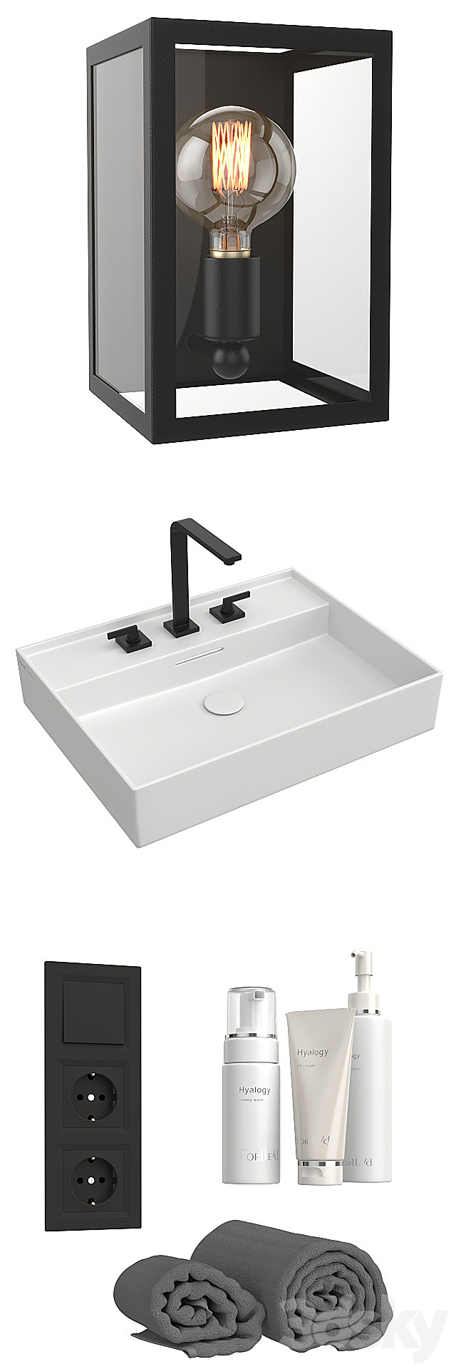 Wash basin with mirror. 3DS Max Model - thumbnail 2