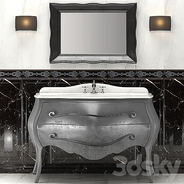 Washbasin eurolegno narciso and tiles Piemme 3ds Max - thumbnail 2