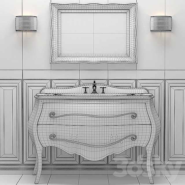 Washbasin eurolegno narciso and tiles Piemme 3ds Max - thumbnail 3