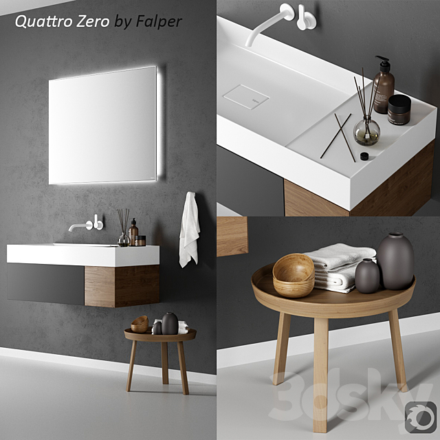 Washbasin Falper Quattro Zero 3ds Max - thumbnail 1