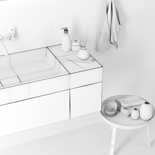 Washbasin Falper Quattro Zero 3ds Max - thumbnail 3