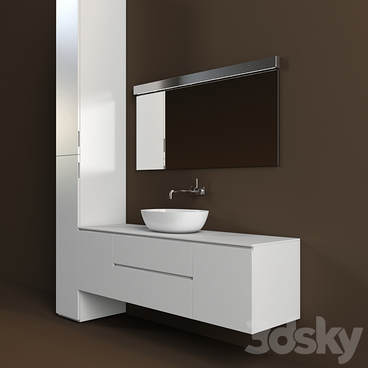 Washbasin with bath cabinet 3DS Max - thumbnail 1