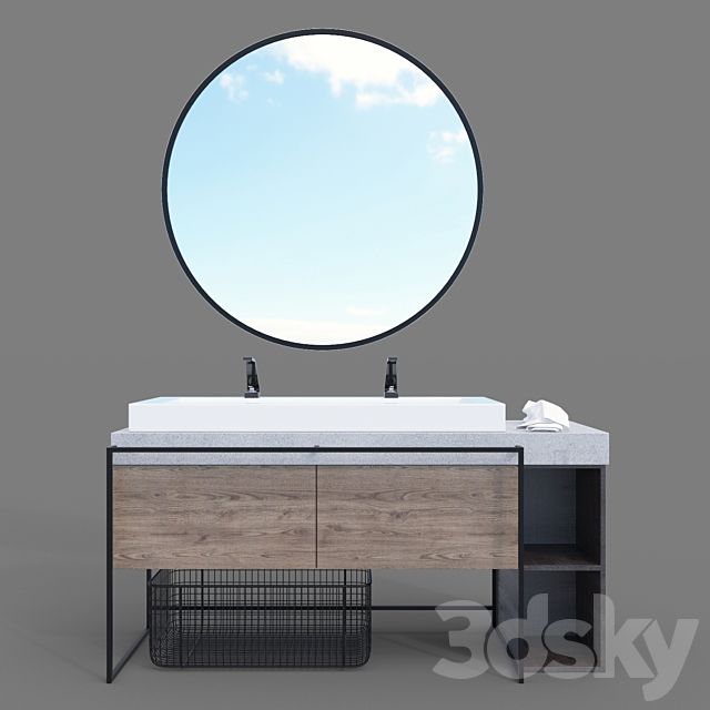 Washbasin with washbasin 3ds Max - thumbnail 1