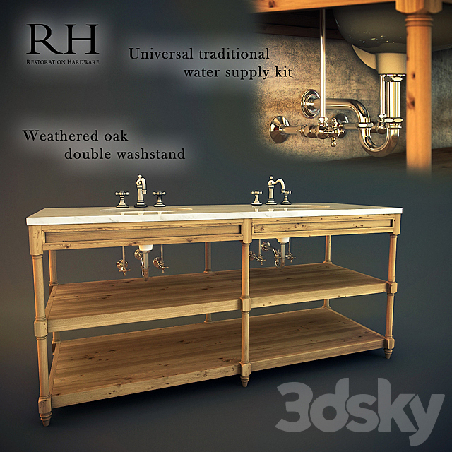 Weathered Oak Double A Washstand 3ds Max - thumbnail 1