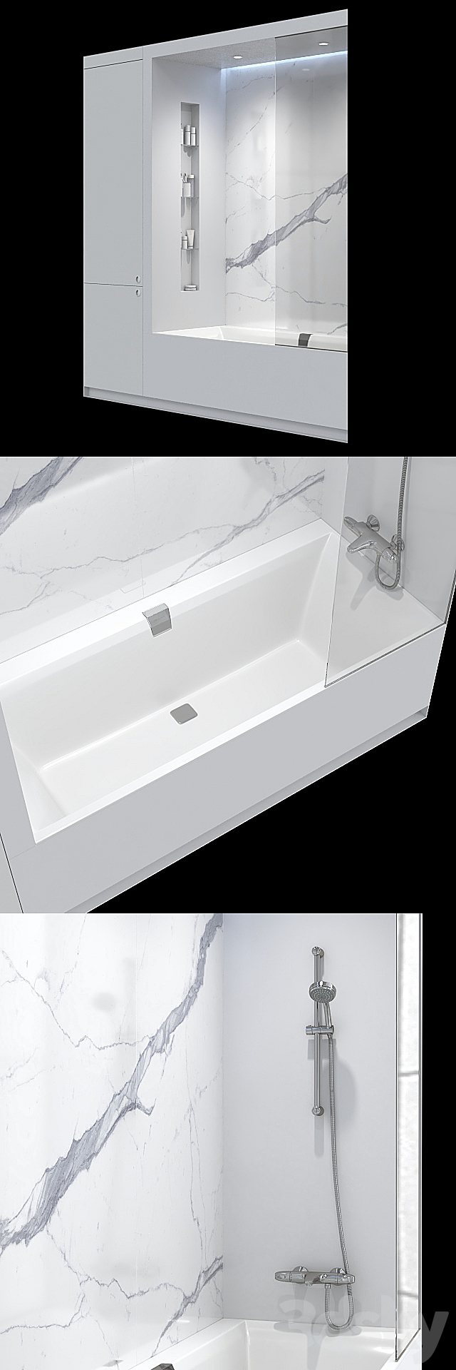 White bathroom with closet. 3DS Max Model - thumbnail 2