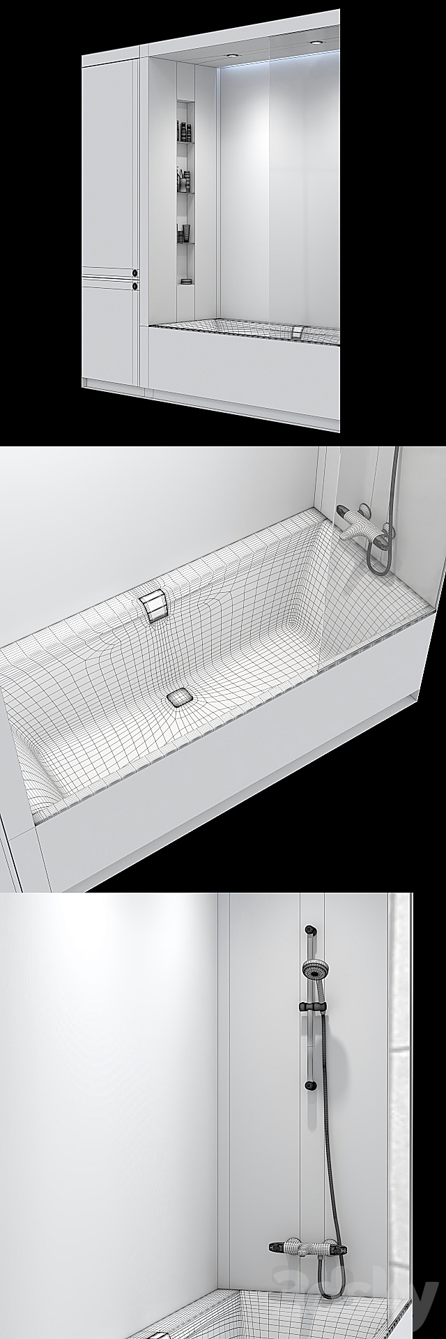 White bathroom with closet. 3DS Max Model - thumbnail 3