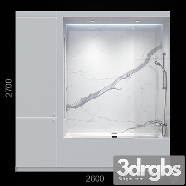 White Bathroom With Closet. 3dsmax Download - thumbnail 1