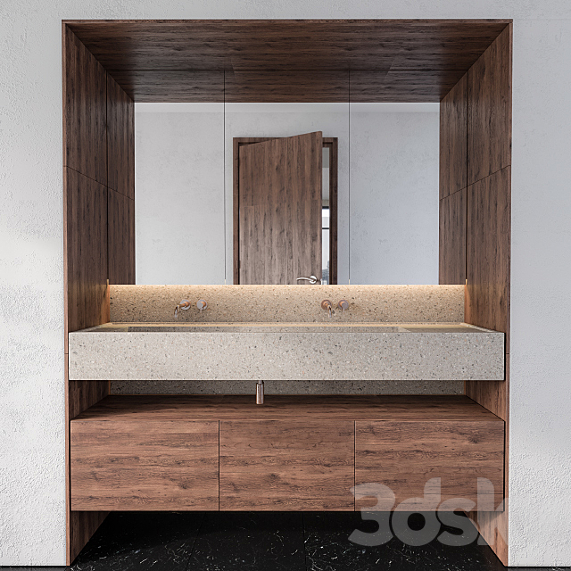 Wood and Concrete Wash Basin 3ds Max - thumbnail 1