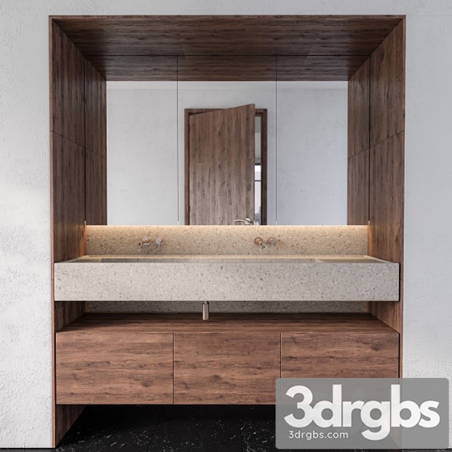 Wood and Concrete Wash Basin 3dsmax Download - thumbnail 1