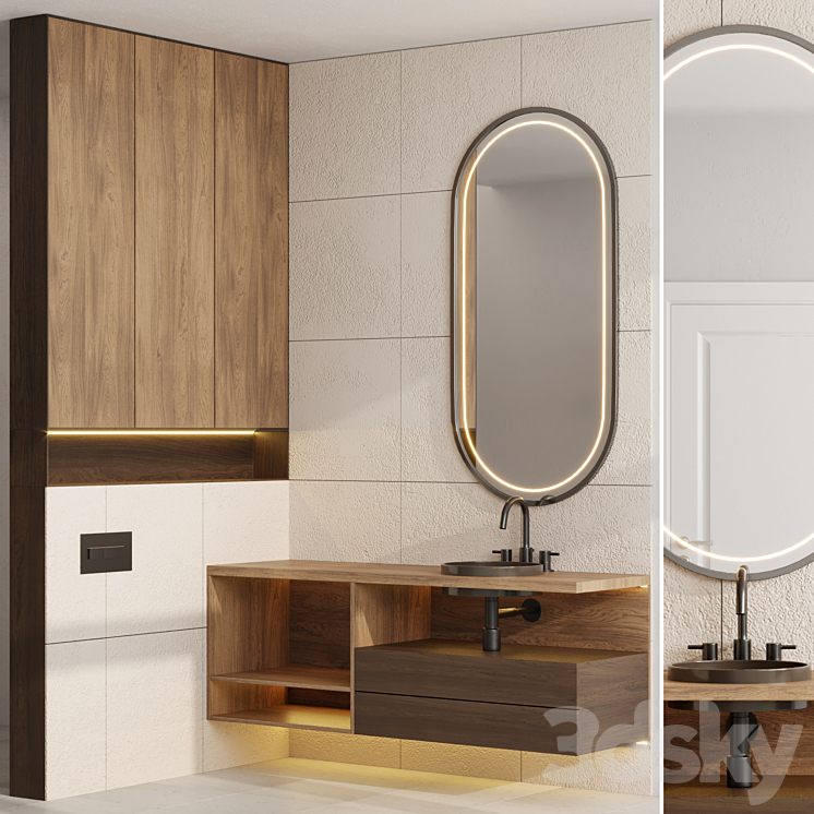 wood Bathroom furniture by Fauset Omnires Y set 18 3DS Max Model - thumbnail 1