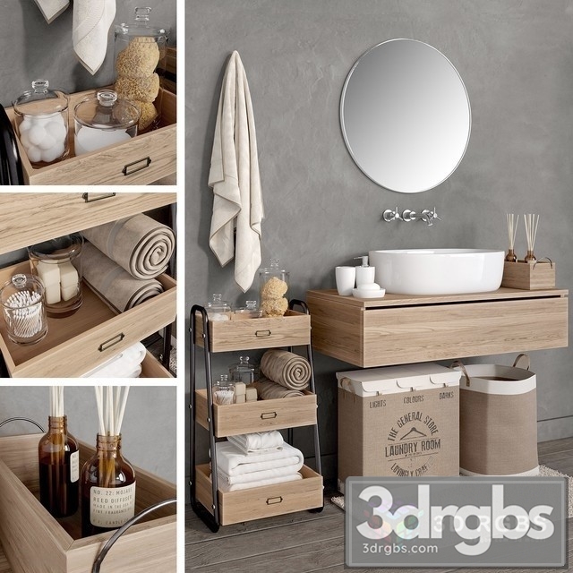 Wooden Vanity Mounted Bathroom 3dsmax Download - thumbnail 1