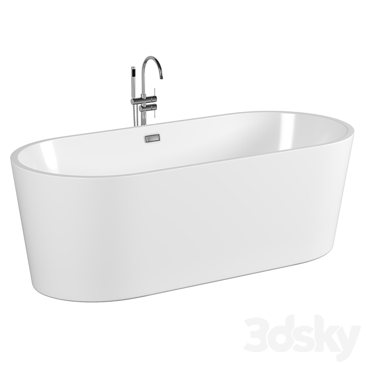 Acrylic bathtub Art & Max AM-525-1700-745 3DS Max Model - thumbnail 1