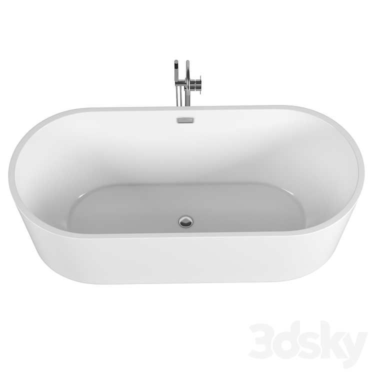 Acrylic bathtub Art & Max AM-525-1700-745 3DS Max Model - thumbnail 2