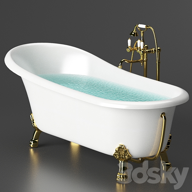 Acrylic bathtub BelBagno BB04 + Cezares mixer 3ds Max - thumbnail 1