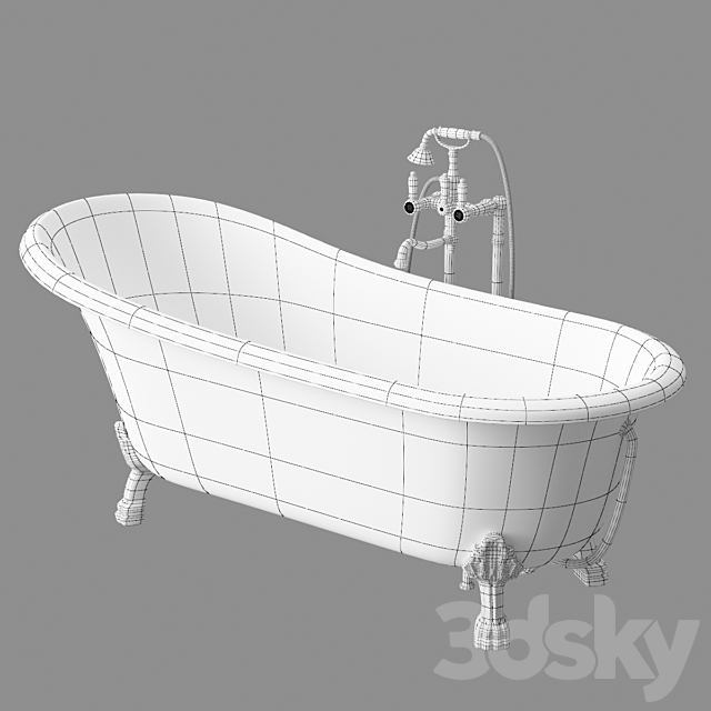 Acrylic bathtub BelBagno BB04 + Cezares mixer 3ds Max - thumbnail 3