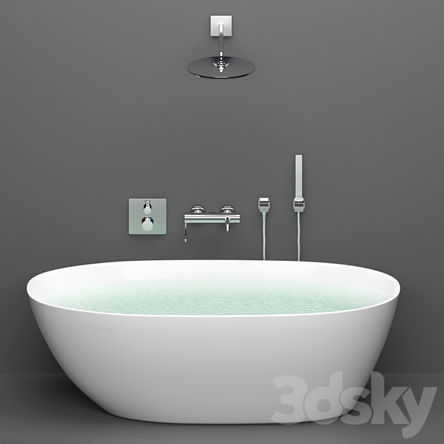 Acrylic bathtub BelBagno BB80-1700 + GROHE 3ds Max - thumbnail 1