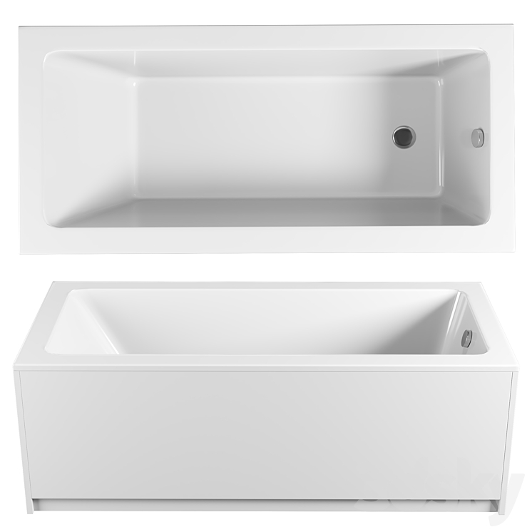 Acrylic bathtub Excellent Wave 180×80 3DS Max Model - thumbnail 1