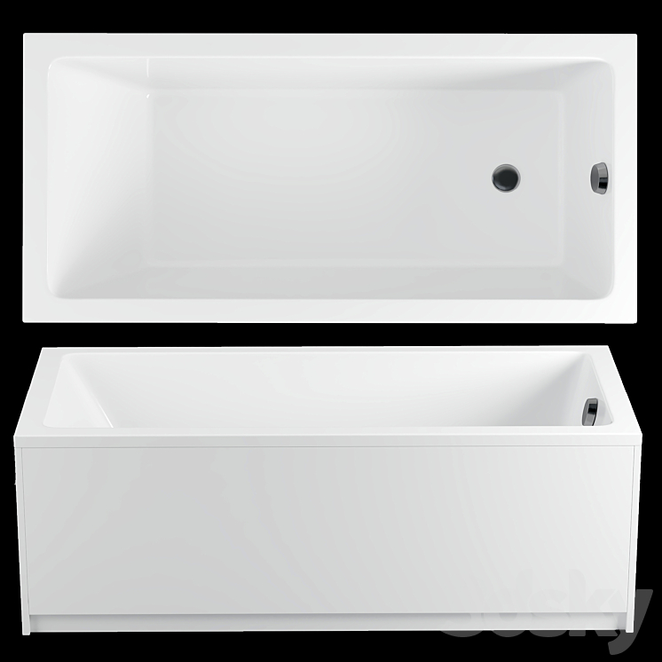 Acrylic bathtub Riho Lusso Plus 170×80 3DS Max Model - thumbnail 3