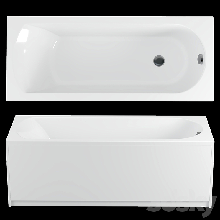 Acrylic bathtub Riho Miami 170×70 3DS Max Model - thumbnail 1