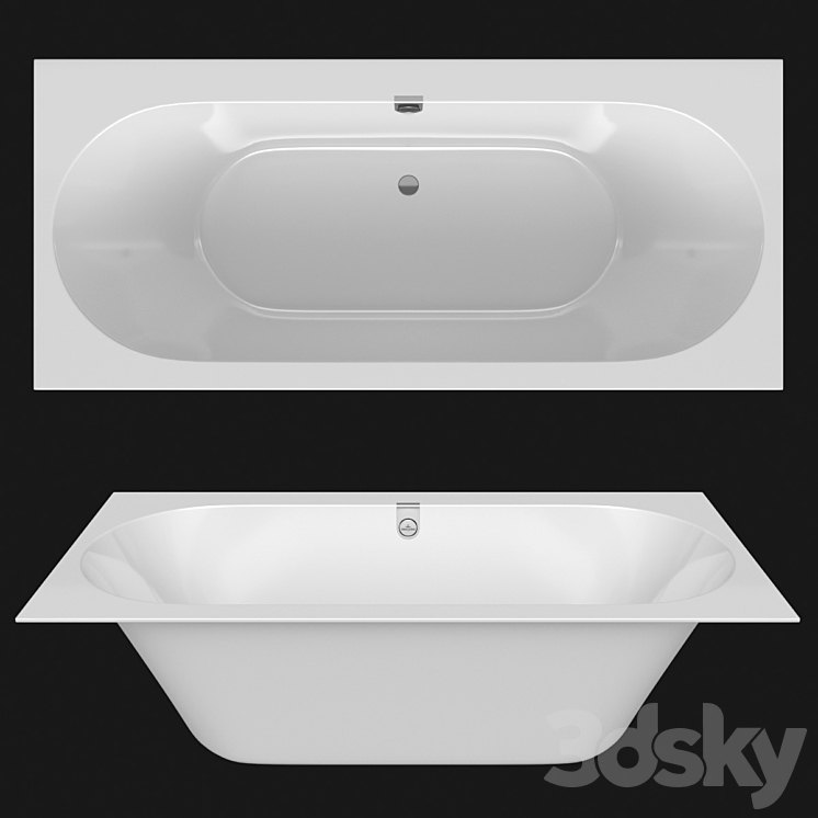 Acrylic bathtub Villeroy & Boch Oberon 2.0 3DS Max Model - thumbnail 3