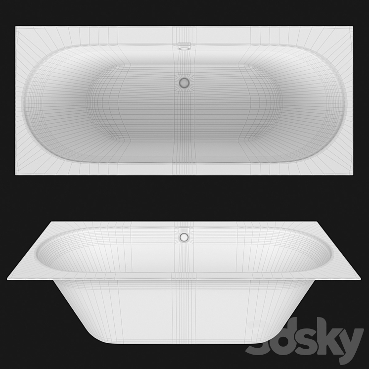 Acrylic bathtub Villeroy & Boch Oberon 2.0 3DS Max - thumbnail 2