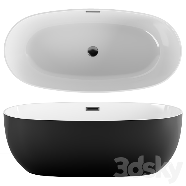 Acrylic bathtub Vincea VBT-405-1700MB black 3ds Max - thumbnail 1