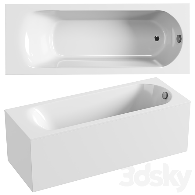 Acrylic bathtub WellWant Aurora 3ds Max - thumbnail 1