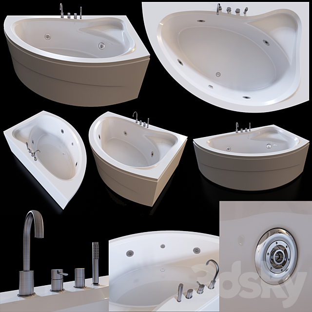 Acrylic corner bath Cezares Tebe 150×100 R 3ds Max - thumbnail 1