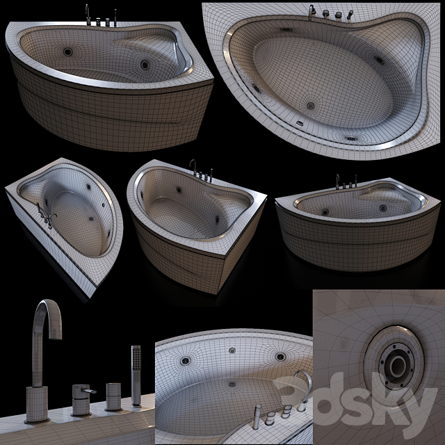 Acrylic corner bath Cezares Tebe 150×100 R 3ds Max - thumbnail 3