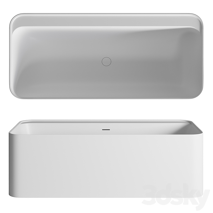 Aquaroc Icon Solid Surface Stone Resin Bath 1600 3DS Max Model - thumbnail 1