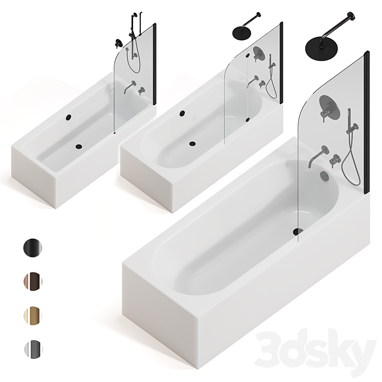 Arblu bath screens + Villeroy & boch bathtubs + Paffoni taps 3DS Max Model - thumbnail 3