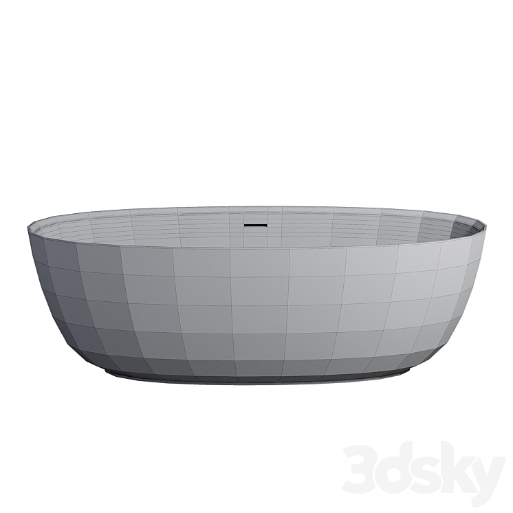 Arezzo 1700 x 800 Matt White Solid Stone Modern Double Ended Bath 3DS Max Model - thumbnail 2