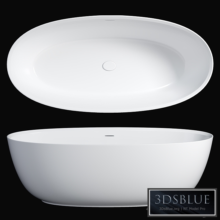 Arezzo 1700 x 800 Matt White Solid Stone Modern Double Ended Bath 3DS Max - thumbnail 3