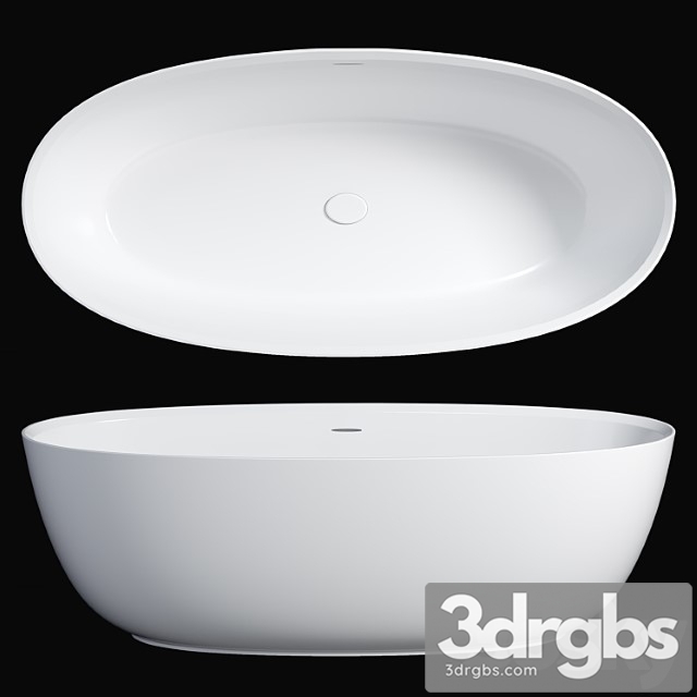 Arezzo 1700 x 800 Matt White Solid Stone Modern Double Ended Bath - thumbnail 1