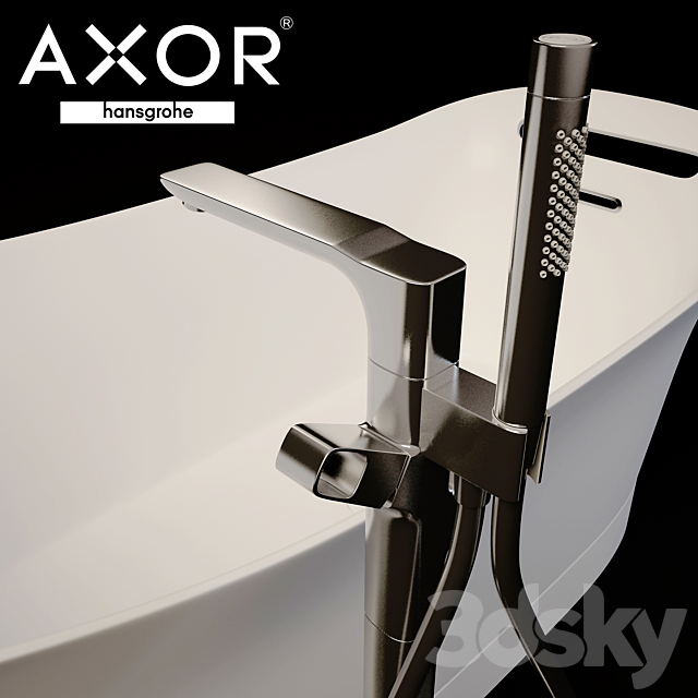 AXOR Urquiola Bathtub 1800 mm + bath faucet floor-standing 3ds Max - thumbnail 3