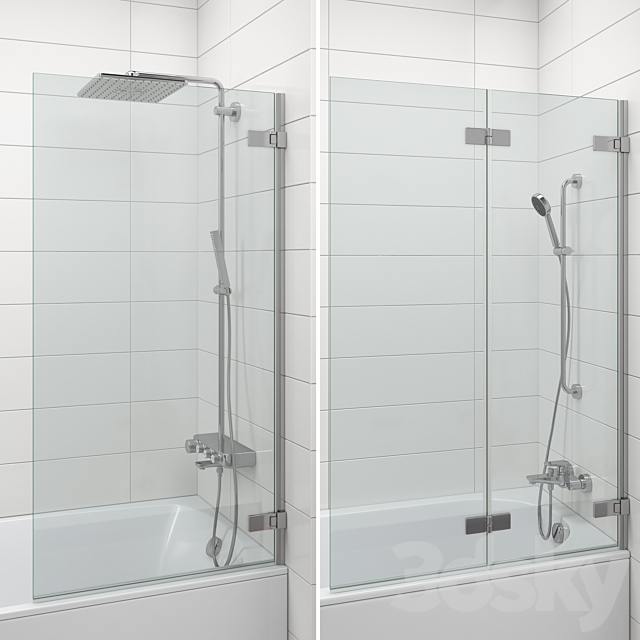 Bath and bath screens Radaway and Villeroy & Boch set 108 3ds Max - thumbnail 3