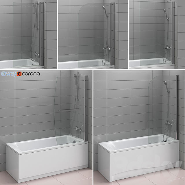 Bath and shower curtains Ideal Alterna and Gustavsberg set 83 3ds Max - thumbnail 1