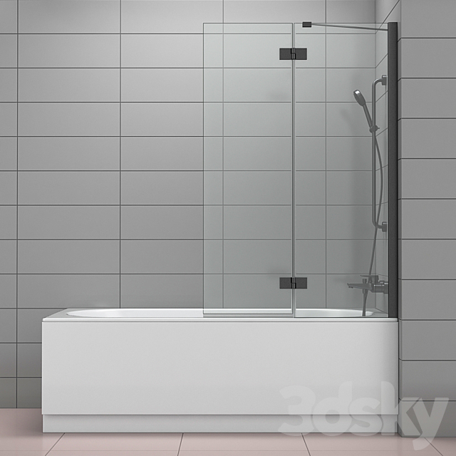 Bath and shower curtains Radaway and Villeroy & Boch set 76 3DS Max Model - thumbnail 4