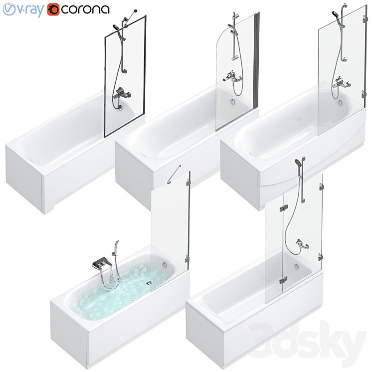 Bath and shower curtains Villeroy & Boch 3DS Max - thumbnail 1