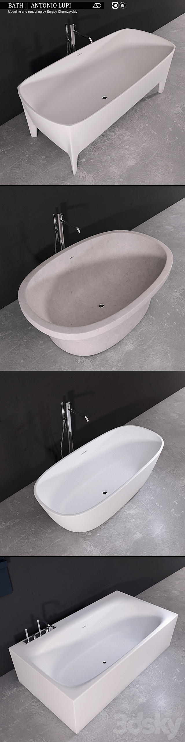 Bath collection Antonio Lupi (4 Bath) 3ds Max - thumbnail 2