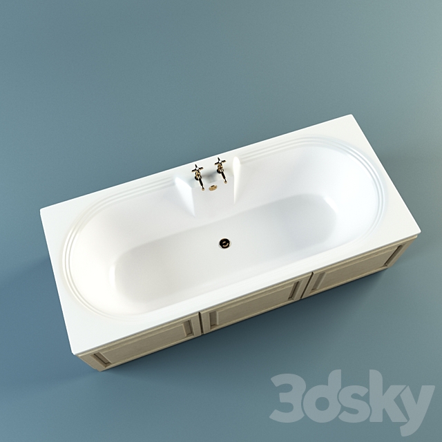 Bath Heritage Dorchester Double Ended 2 Taphole Bath 3DS Max Model - thumbnail 2