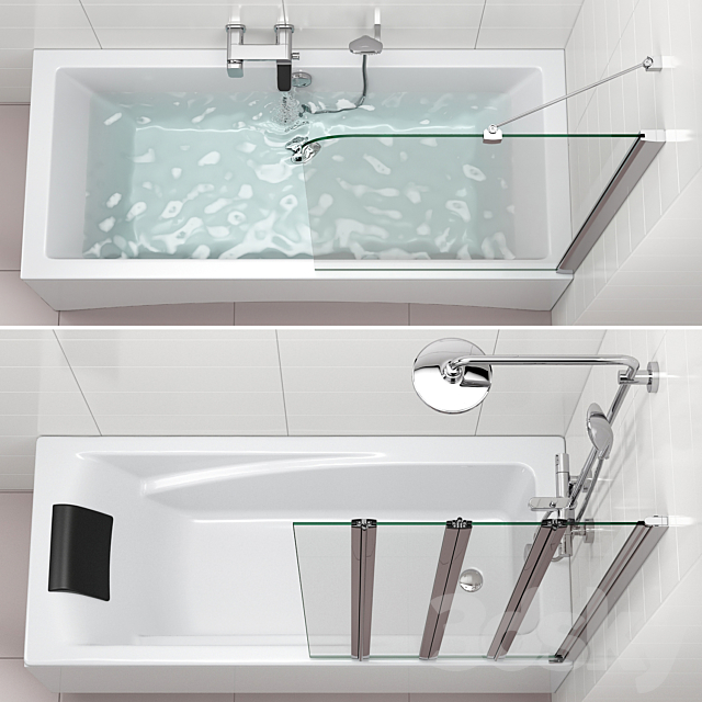 Bath screens and bathtubs Radaway and Ravak set 133 3DSMax File - thumbnail 3