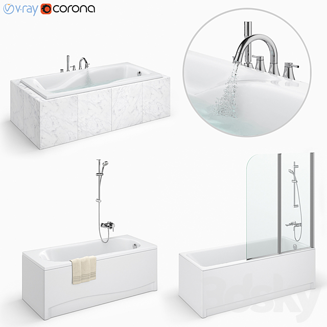 Bath set Cersanit set 25 (Crea Nike Zen) 3ds Max - thumbnail 1