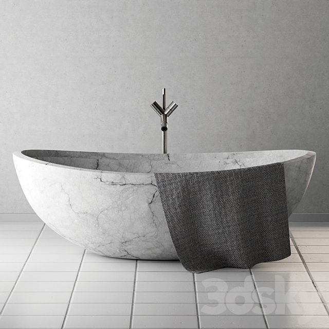 Bath stone wite mrable 3DS Max Model - thumbnail 1