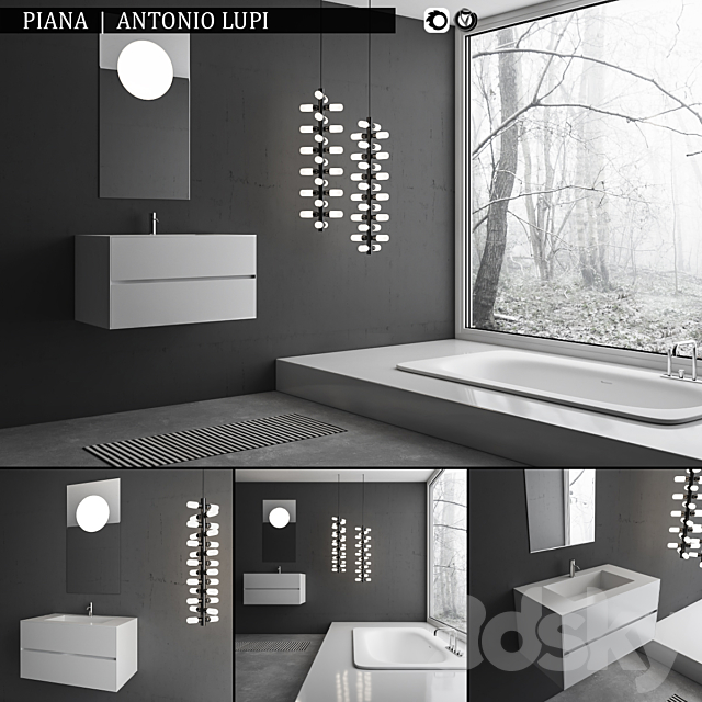 Bathroom furniture set Piana 3ds Max - thumbnail 1