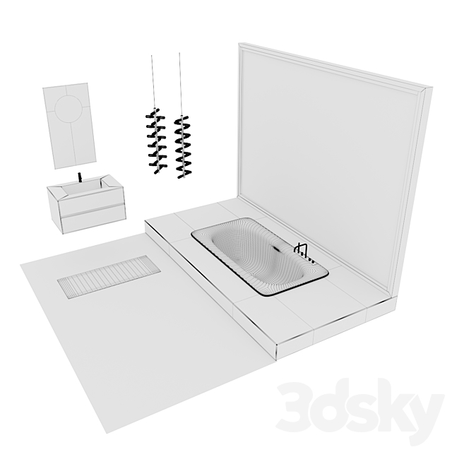 Bathroom furniture set Piana 3ds Max - thumbnail 3