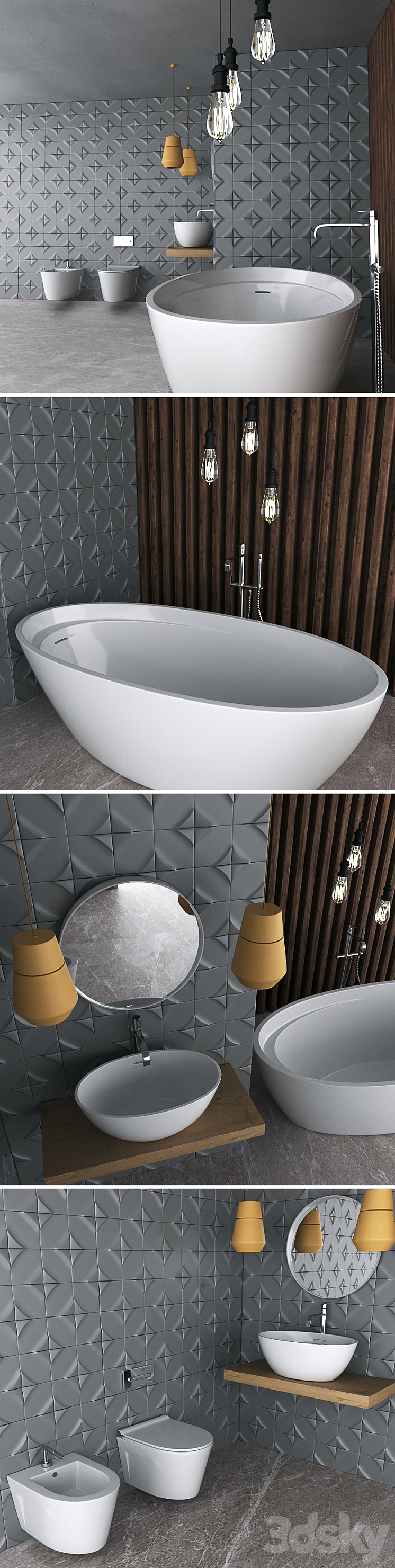 Bathroom Set Wave 3DS Max - thumbnail 2