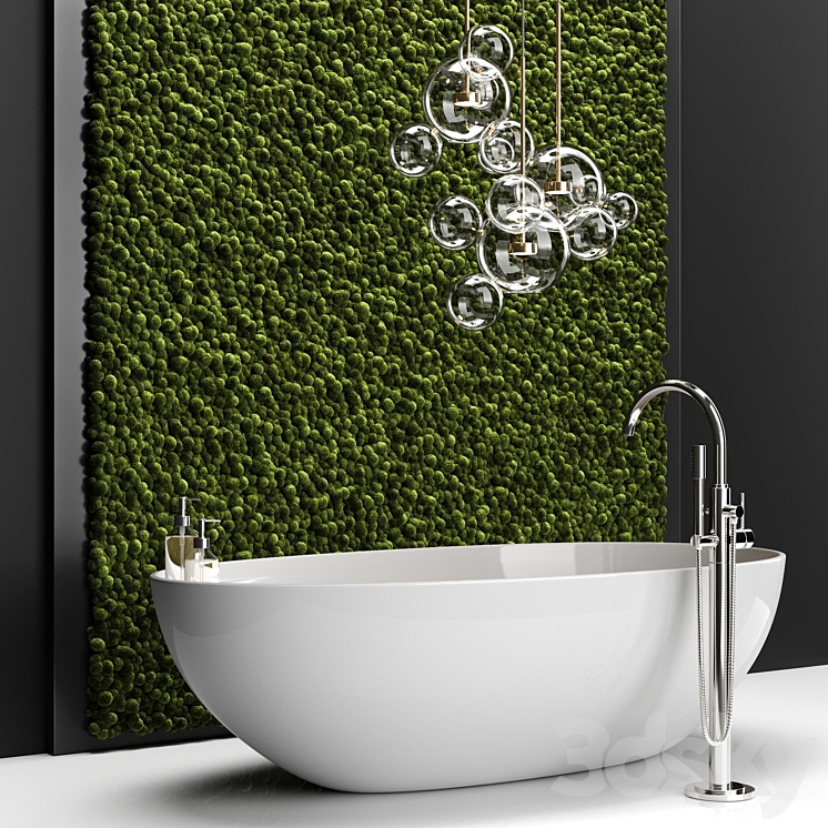 Bathroom set with moss 3DS Max - thumbnail 1