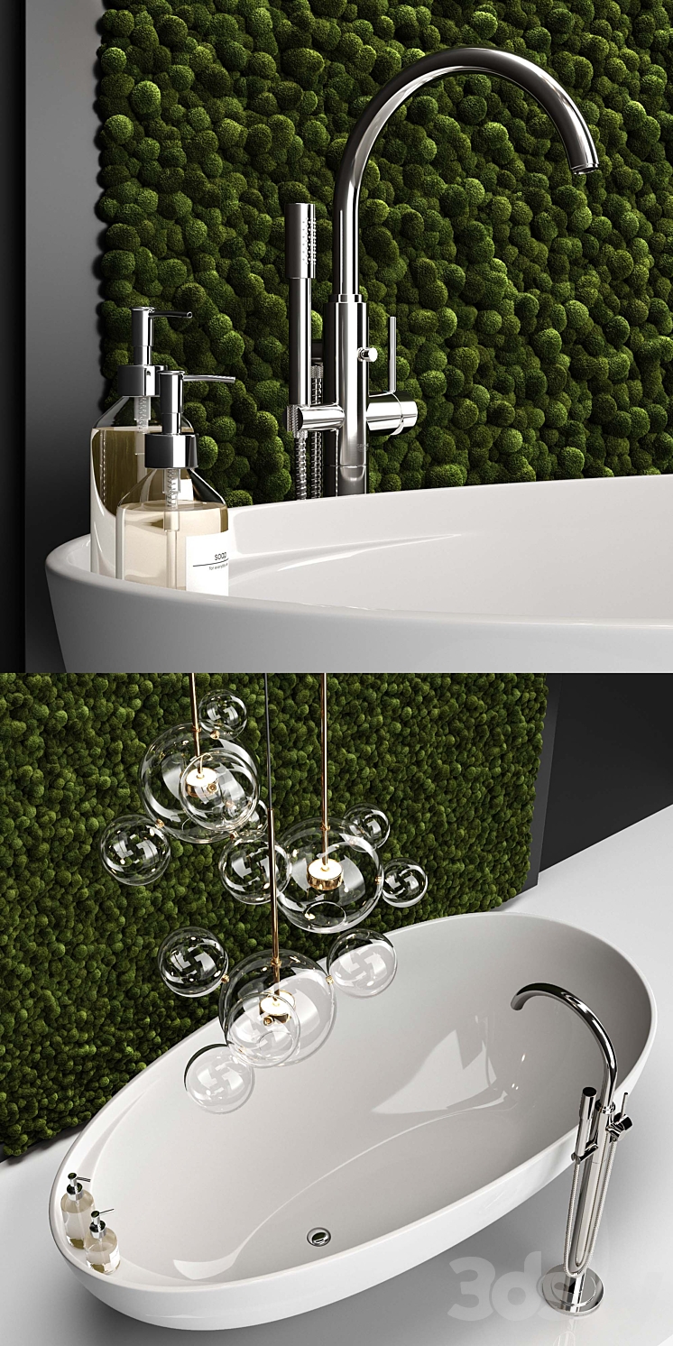 Bathroom set with moss 3DS Max - thumbnail 2